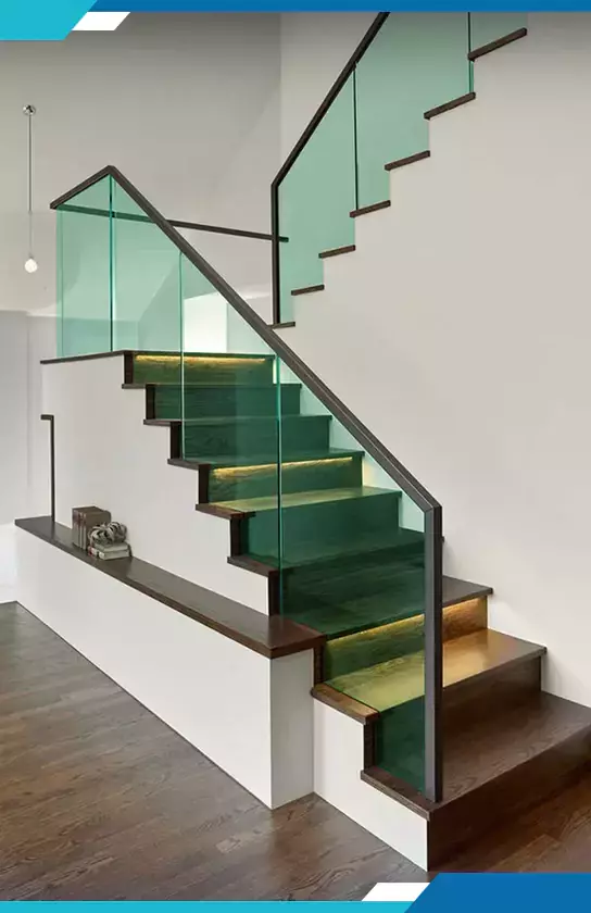 Staircase with glass panels